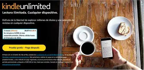¡Kindle Unlimited GRATIS por 3 meses! Miles de libros a tu alcance.