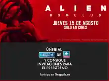 Kinépolis regala una entrada doble al cine para la película Alien Romulus (Sorteo)