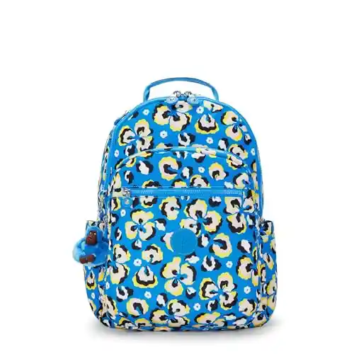 Kipling Seoul, Mochila con Protección Para Portátil 15", Impermeable, 44 cm, 27 L, 0.65 kg, Leopard Floral