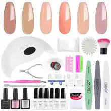 KIT para Uñas 48w, 6 Colores Kit de Esmaltes Semipermanentes en Gel UV LED, Base y Top Coat, Semipermanentes, Removedor de Uñas y Accesorios,