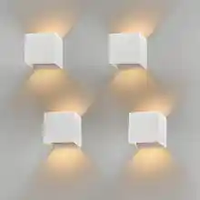 Klighten 4 apliques exteriores 12W, IP65,1020lm, 2700K-3000K blanco cálido, aplique LED interior/exterior con ángulo de haz ajustable, Blanco