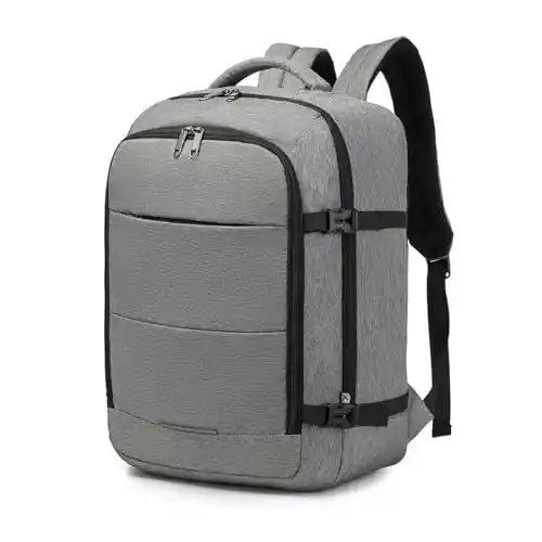 Kono Mochila de viaje para cabina, 45 x 36 x 20 cm, bolsa de equipaje Easyjet para ordenador portátil, fin de semana, bolsa de lona de 30 L, gris, 45x36x20cm