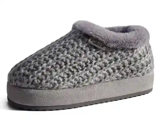 KuaiLu Zapatillas Casa Mujer Invierno Caliente Pantuflas Peluche Piel Termicas Forradas Cerradas Pantufas Comodas Memory Foam Slippers Ortopedicas Antideslizante Goma Suela Babuchas