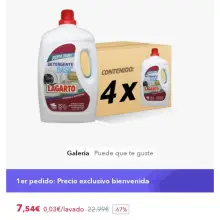 Lagarto Detergente Liquido Basic. CAJA 4 Botellas. 55 Lavados cada botella. Eficiente y económico