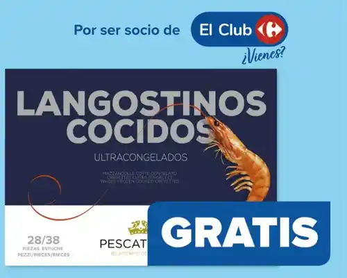 Langostinos gratis en Carrefour (por compras)