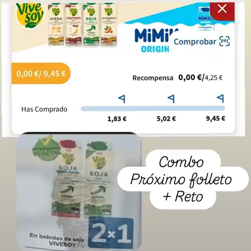 Leche de soja vivesoy a 0,34€/u (cuentas seleccionadas Carrefour)