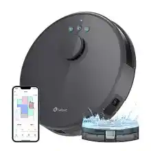 LEFANT M1 Robot Aspirador y Fregasuelos con mapeo, 4000Pa, 200 Min, Navegación Láser (LDS), Zona Prohibida, Aspirador Robot de 32 cm, Control WiFi/App/Alexa - Ideal para el Hogar Inteligente, Gris