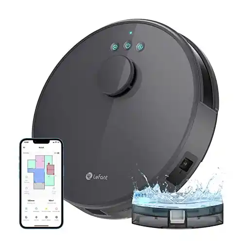 LEFANT M1 Robot Aspirador y Fregasuelos con mapeo, 4000Pa, 200 Min, Navegación Láser (LDS), Zona Prohibida, Aspirador Robot de 32 cm, Control WiFi/App/Alexa - Ideal para el Hogar Inteligente, Gris