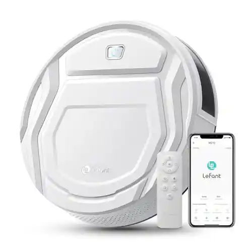LEFANT Robot Aspirador, Succión 2200 Pa, Autonomía 120 min, 6 Modos de Limpieza, Wi-Fi/App/Alexa, Aspirador Robot para Pelos de Mascotas, Cabello y Suelos, M210P con Control Remoto