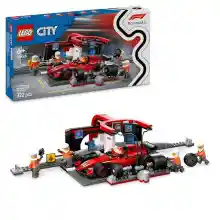 Lego City F1 Parada en Boxes con Coche Ferrari y Mecánicos.