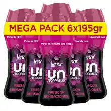 Lenor UNstoppables Perlas de Perfume para la Ropa, 96 Lavados (6 x 195g), Suavizante con Fragancia Rubi y Jazmin, Potenciador de Frescor