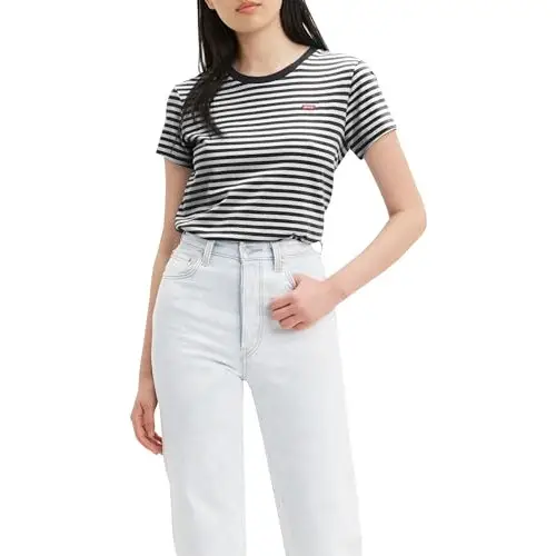Levi's Perfect Tee, T-Shirt para Mujer, Raita Stripe Caviar, L