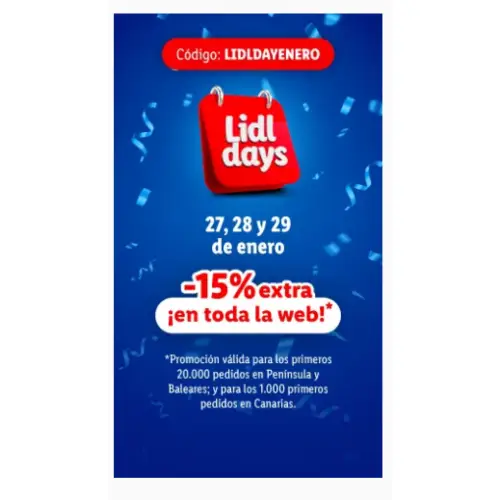 Lidl 15 % de descuento en toda la web (Código descuento)