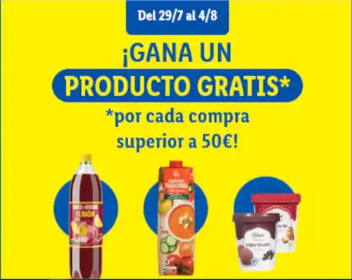 Lidl regala un producto por cada compra superior a 50€(regalo por compra)