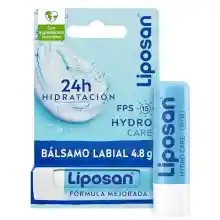 Liposan Hydro Care FPS 15 (1 x 4,8 g), cacao de labios con 24 horas de hidratación, bálsamo labial con protección solar, bálsamo hidratante para unos labios bonitos y suaves