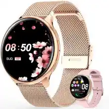 Loekneue Reloj Inteligente Mujer con Llamadas 1,39'' HD Smartwatch con SpO2/Ciclo menstrual/Fitness/IP67Impermeable/Monitor del sueño/120+Modos Deportivos Watch iOS Android (Oro Rosa)