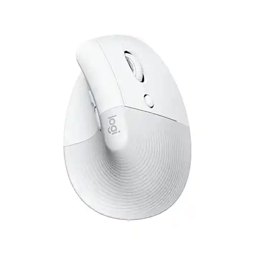 Logitech Lift for Mac, Ratón inalámbrico ergonómico, Clics discretos, Smartwheel silencioso, 4 botones personalizables, Bluetooth, Para macOS/iPadOS/MacBook Pro/Macbook Air/iMac/iPad, OffWhite