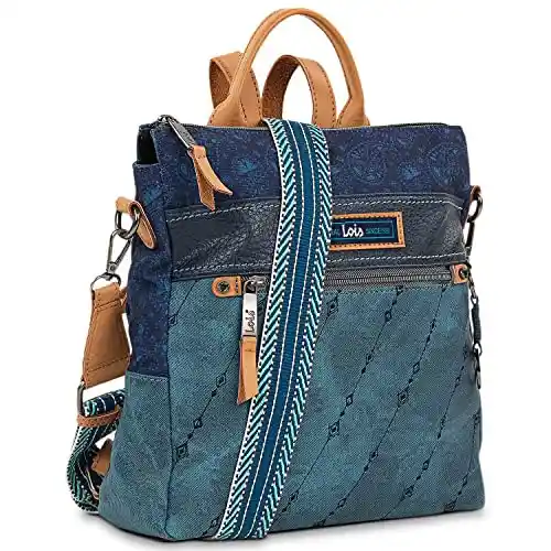 Lois - Bolsos Mochila para Mujer, Mochilas Mujer Casual, Mochila Mujer Pequeña, Bolso Mochila Mujer Antirrobo, Mochila Azul Mujer. Mochila Lois