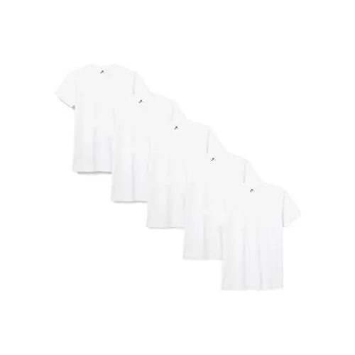 Lower East LE105 Camiseta, Blanco (Paquete de 5), M (Pack de 5) para Hombre