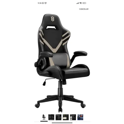 Silla Gaming Sillón  Ergonómico Cuero PU Silla, con Soporte Lumbar de Masaje,Giratorio 360 Grados,Beige