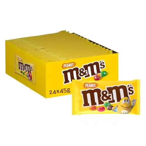 M&M's Peanuts Snack en Bolitas de Colores con Cacahuete y Chocolate con Leche (24 x 45g)