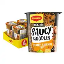 MAGGI Saucy Noodles Asia Pollo y Sésamo Vaso - Pack de 8 x 75g