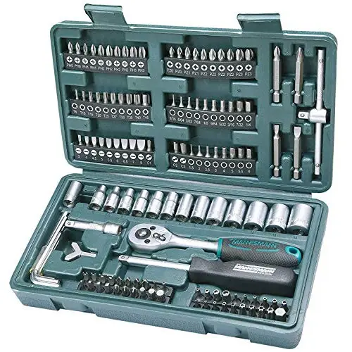 Maletín Mannesmann M29166 con 130 herramientas multifunctionales.
