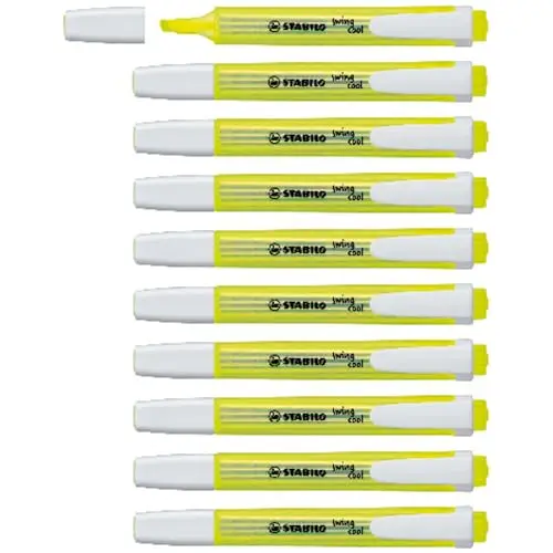 Marcador fluorescente STABILO swing cool - Caja con 10 unidades color amarillo