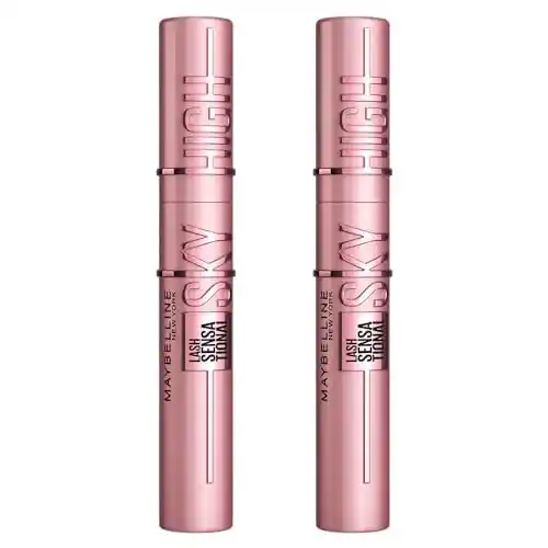 Maybelline New York, Pack duo de maquillaje: x2 Máscara de pestañas Lash Sensational Sky High, Tono Negro