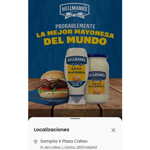 Mayonesa Hellman's GRATIS con Samplia (Madrid)