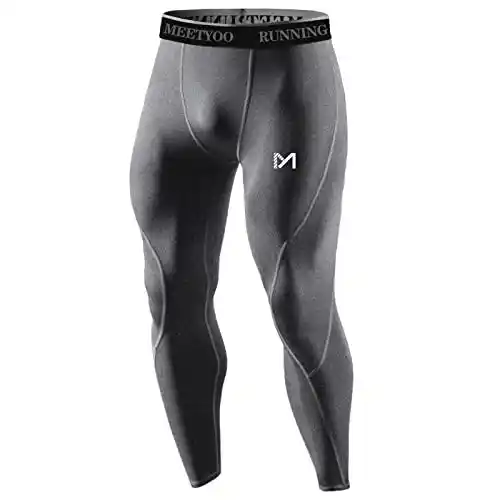 MEETYOO Leggings Hombre, Compresión Secado Rápido Pantalones Deporte Mallas Largas para Running Fitness Yoga, Gris-1, XL