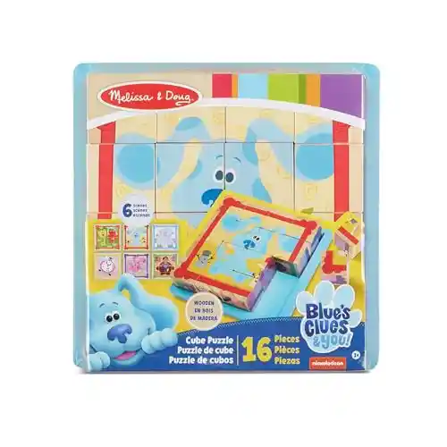 Melissa & Doug Blue's Clues & You! Cubo Rompecabezas de Madera (16 Piezas)