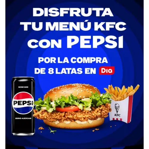 Menú KFC GRATIS Comprando 8 latas de Pepsi en DIA