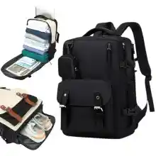 Mochila de Viaje Grande: Resistente al Agua, con Compartimento para Zapatos Separado, Puerto de Carga USB y Diseño Multifuncional Antirrobo.