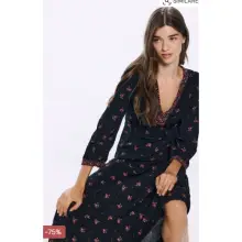 Vestido midi escote cenefa estampado