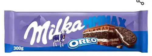 Milka MMMAX Oreo Tableta Grande de Chocolate con Leche de los Alpes con Relleno de Galleta Oreo y Doble Capa de Relleno de Vainilla 300g