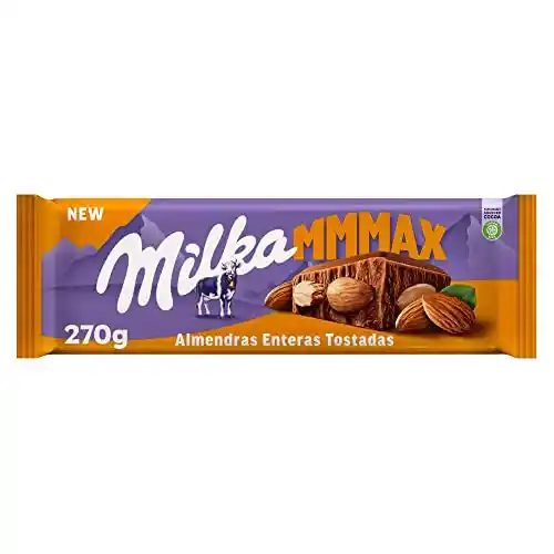 Milka MMMAX Tableta Grande de Chocolate con Leche de los Alpes con Almendras Enteras Tostadas 270g