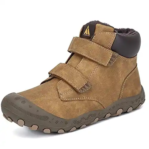 Mishansha Botas de Invierno Niños Forradas Calientes Botines de Nieve Niña Aire Libre Cómodo Trekking Zapatos Marrón Gr.T. 38 EU