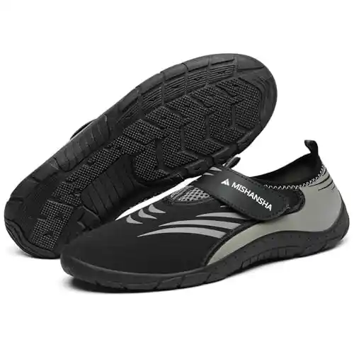 Mishansha Escarpines Hombre Zapatos de Agua Mujer Secado Rápido Zapatillas Agua Ligeras Escarpines Agua Respirable Calzado para Playa Vela Surf Nadar Gris Platino,Gr.42