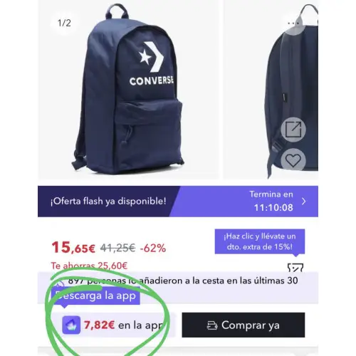 Mochila de CONVERSE (7.82€ Cuenta nueva)