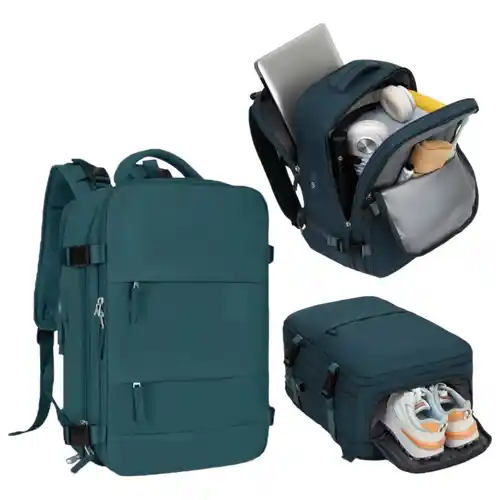 Mochila de viaje impermeable antirrobo con puerto USB y compartimento para zapatos