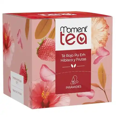 Moment Tea- Té Rojo Pu Erh, Hibisco Y Frutas estuche de 15 pirámides de 2g