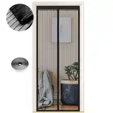 Mosquitera Puerta Magnetica 180 x 220 cm, Varios Tallas, Cortina Mosquitera Puerta Exterior, Cierre automático, No Requiere Herramientas, Fácil de Instalar, Rayas Negras