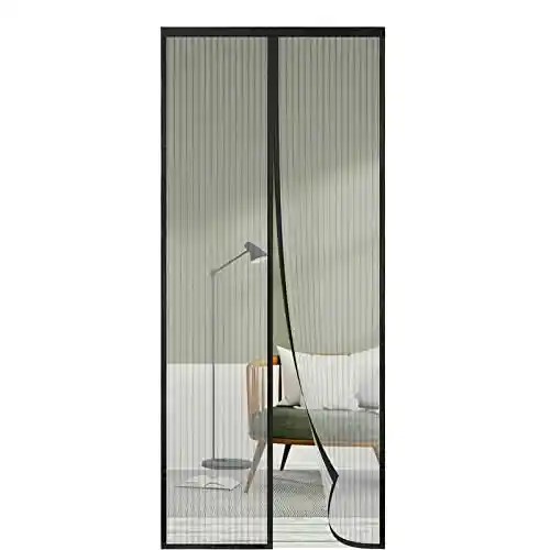 Mosquitera Puerta Magnética 95x200, SHA2WEN Mosquiteras para Puertas Negro, Disfrute del Buen Verano en Familia
