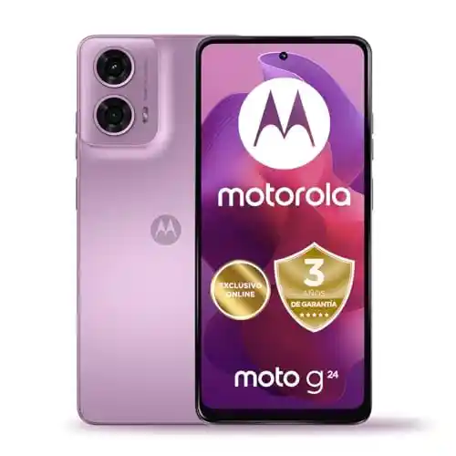 Motorola Moto g24, 4/128, España, Pantalla HD+ 6,56" y 90 Hz, Cámara Dual 50 MP + 2MP, Dolby Atmos, Android 14, batería 5000 mAh con TurboPower 15W, Dual SIM, Incluye Funda y Cargador