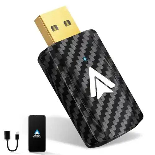 Adaptador Inalámbrico Android Auto. Convierte Android Auto con Cable en Inalámbrico, Android Auto Wireless Stick para Autos con Wired AA & Android 11+, Mini y Estable, USB C/A, Negro