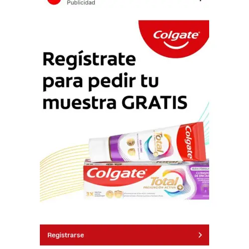 Muestras GRATIS a casa de Colgate Total (No hay link directo, leer descripción)