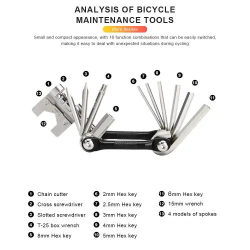 Multiherramienta multifunción para bicicleta Riderace.