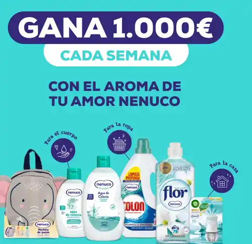 Nenuco sortea 6 premios de 1.000€ por la compra de sus productos (sorteo por compra)