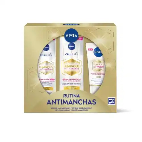 NIVEA Pack Rutina Luminous Antimanchas – Caja regalo con Sérum, Crema de día FP50 y crema de manos